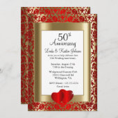 Invitation 50e anniversaire de mariage Noces d'or et de rubis (Devant / Derrière)