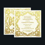 Invitation 50e Anniversaire de Mariage Nœud Celtique en Faux<br><div class="desc">Élégant 50e Anniversaire de Mariage Motif de nœud celtique en faux or sur fond ivoire . Il s'agit d'un modèle prêt à être personnalisé avec vos détails de mariage . Si vous souhaitez modifier la couleur de fond ou la police , cliquez sur " Personnaliser davantage " à la fin...</div>