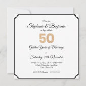 Invitation 50e anniversaire de mariage noir et blanc élégant (Dos)