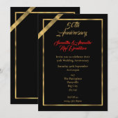 Invitation 50e anniversaire de mariage noir et or (Devant / Derrière)