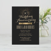 Invitation 50e anniversaire de mariage noir et or moderne (Debout devant)
