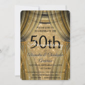 Invitation 50e anniversaire de mariage noir et or scintillant (Devant)