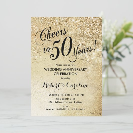Invitation 50e anniversaire de mariage or (Debout devant)
