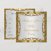 Invitation 50e anniversaire de mariage or 2 (Devant / Derrière)