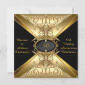 Invitation 50e anniversaire de mariage or bijou 2 (Devant)