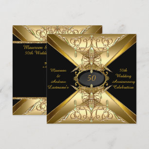Invitation 50e anniversaire de mariage or bijou doré 2