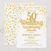 Invitation 50e anniversaire de mariage - Or & Blanc (Devant / Derrière)