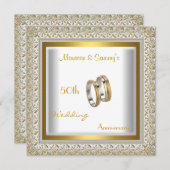 Invitation 50e Anniversaire de Mariage Or Blanc Élégant (Devant / Derrière)