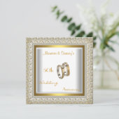 Invitation 50e Anniversaire de Mariage Or Blanc Élégant (Debout devant)
