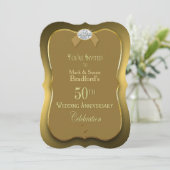 Invitation 50e anniversaire de mariage - Or/Diamant synthétiq (Debout devant)