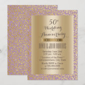 Invitation 50e anniversaire de mariage or et violet léopard (Devant / Derrière)