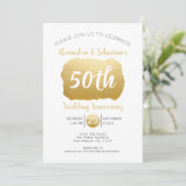 Invitation 50e anniversaire de mariage or faux personnalisé (Debout devant)
