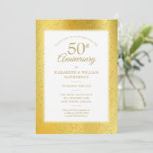 Invitation 50e anniversaire de mariage or feuille de papier m (Debout devant)