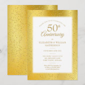 Invitation 50e anniversaire de mariage or feuille de papier m (Devant / Derrière)