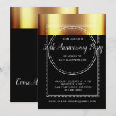 Invitation 50e Anniversaire de Mariage Or Métallisé Noir (Devant / Derrière)