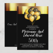 Invitation 50e Anniversaire de Mariage Or Noir (Devant / Derrière)