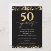 Invitation 50e anniversaire de mariage or noir (Devant)