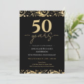 Invitation 50e anniversaire de mariage or noir (Debout devant)