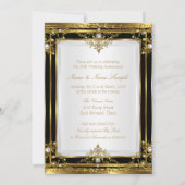 Invitation 50e anniversaire de mariage or noir perle blanche (Dos)