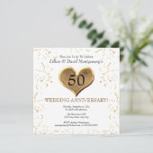 Invitation 50e anniversaire de mariage, Or, Noms des couples (Debout devant)