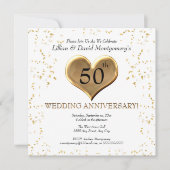 Invitation 50e anniversaire de mariage, Or, Noms des couples (Devant)