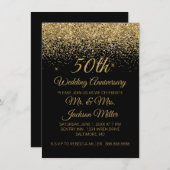 Invitation 50e Anniversaire de Mariage Or Pailleté (Devant / Derrière)