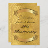 Invitation 50e anniversaire de mariage or personnalisé (Devant / Derrière)