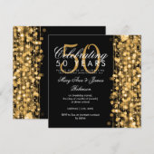 Invitation 50e anniversaire de mariage or pétillant (Devant / Derrière)