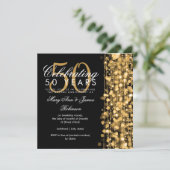 Invitation 50e anniversaire de mariage or pétillant (Debout devant)