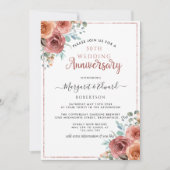 Invitation 50e anniversaire de mariage, or rose, fleurs de me (Devant)