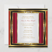Invitation 50e anniversaire de mariage or rouge diamant noir (Dos)