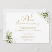 Invitation 50e Anniversaire de Mariage Or Script Floral (Devant)