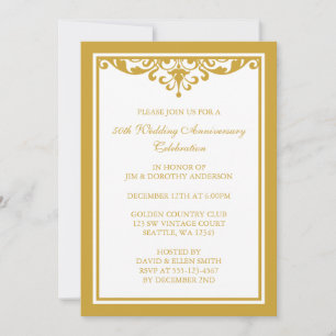 Invitation 50e anniversaire de mariage or vintage flourish