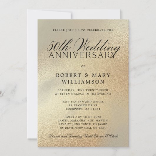 Invitation 50e Anniversaire de Mariage Paillettes (Devant)