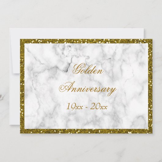 Invitation 50e anniversaire de mariage paillettes dorées (Dos)