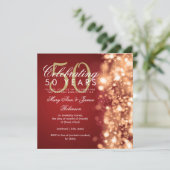 Invitation 50e anniversaire de mariage paillettes dorées et r (Debout devant)