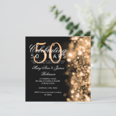 Invitation 50e anniversaire de mariage paillettes dorées Glam (Debout devant)