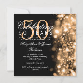 Invitation 50e anniversaire de mariage paillettes dorées Glam (Devant)