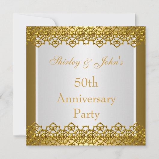Invitation 50e anniversaire de mariage Party Gold (Devant)