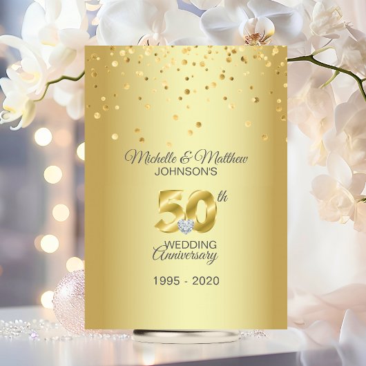 Invitation 50e anniversaire de mariage personnalisé en or