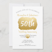 Invitation 50e anniversaire de mariage personnalisé Faux Or (Devant)