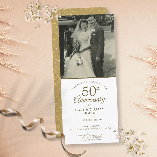 Invitation 50e anniversaire de mariage Photo avec confettis e