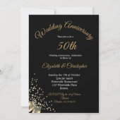 Invitation 50e anniversaire de Mariage Photo Black Gold Elega (Dos)