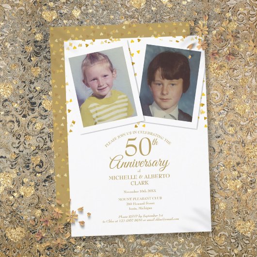 Invitation 50e anniversaire de mariage Photos d'enfance
