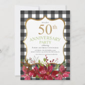 Invitation 50e anniversaire de mariage plaid de Buffalo rouge (Devant)
