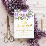 Invitation 50e anniversaire de Mariage Purple Gold Floral<br><div class="desc">Élégantes invitations à l'occasion du 50e anniversaire du mariage avec un arrière - plan blanc classique, un écran floral pastel violet, un titre typographique en faux or et un modèle de fête d'anniversaire moderne. Pour plus de personnalisation, cliquez sur le bouton "Customiser" pour modifier ce modèle. Tous les styles, couleurs...</div>