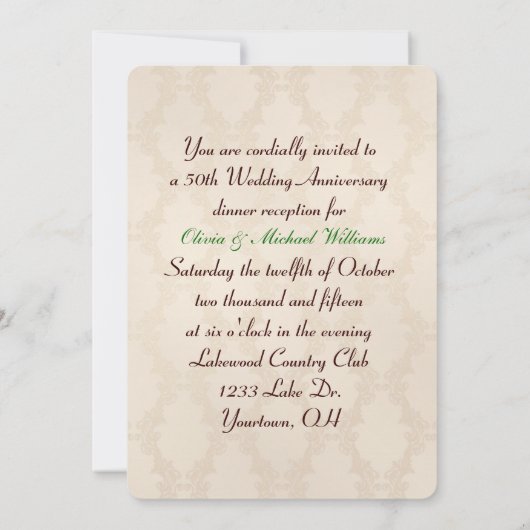 Invitation 50e anniversaire de Mariage Rose (Dos)