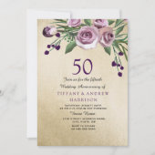 Invitation 50e anniversaire de mariage Rose Doré V (Devant)