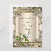 Invitation 50e Anniversaire de Mariage Rose Or Beige (Devant)