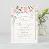 Invitation 50e Anniversaire de Mariage Roses Blanches et Rose (Debout devant)